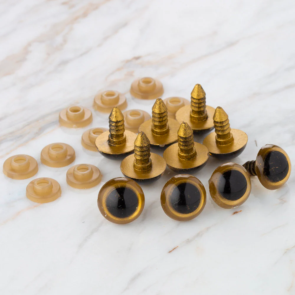 Loren 14 mm 5 Pairs Amigurumi Safety Plastic Eyes, Golden