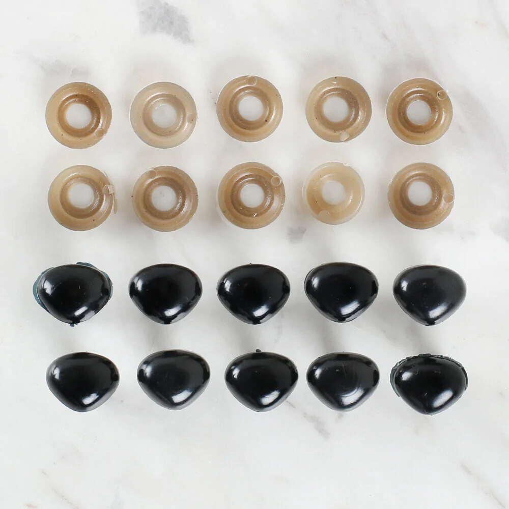 Loren 10-Pack 15mm Plastic Safety Amigurumi Nose, Black - Image 2