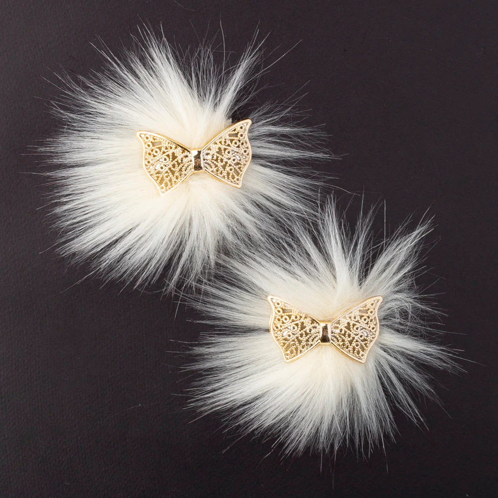 Loren 2 Pcs Faux Fur Fluffy Shoe Clip, Cream