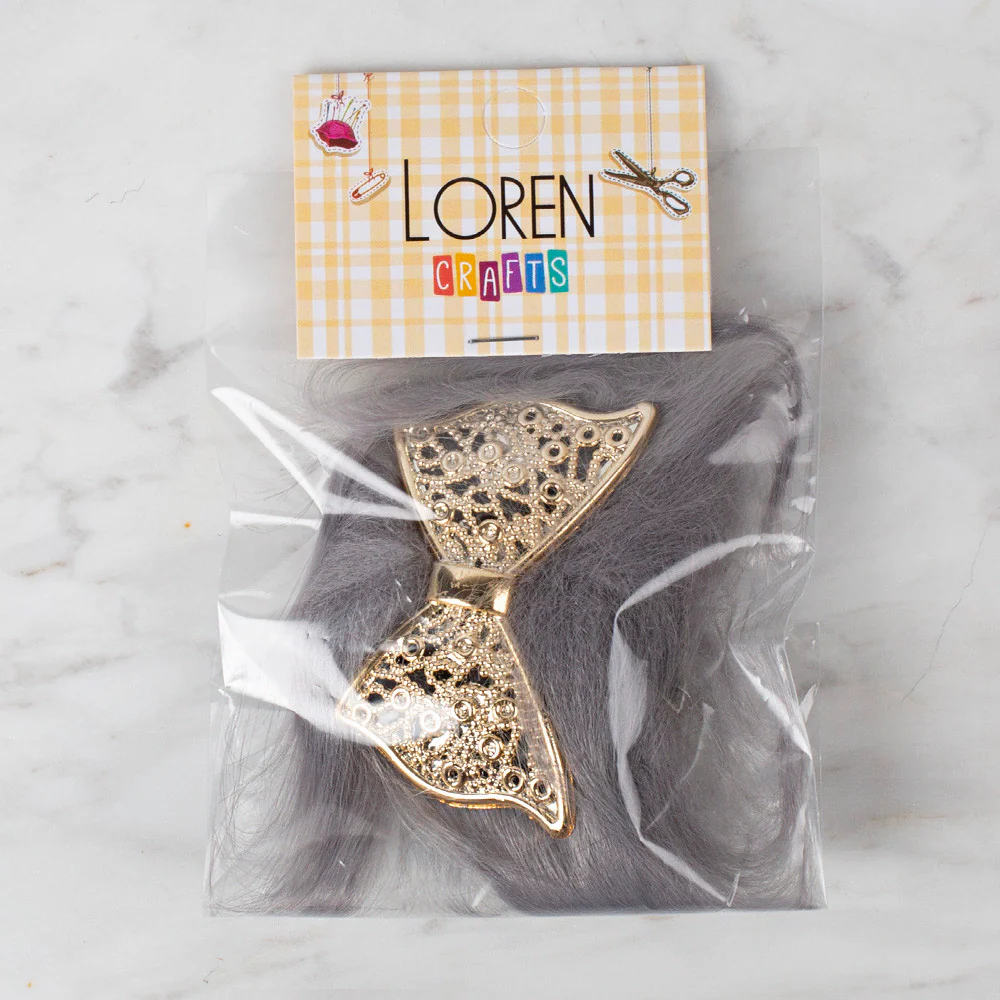 Loren 2 Pcs Faux Fur Fluffy Shoe Clip, Dark Grey - Image 2