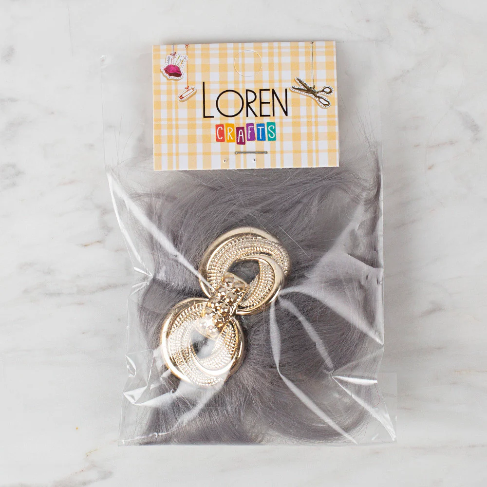 Loren 2 Pcs Faux Fur Fluffy Shoe Clip, Grey - Image 2