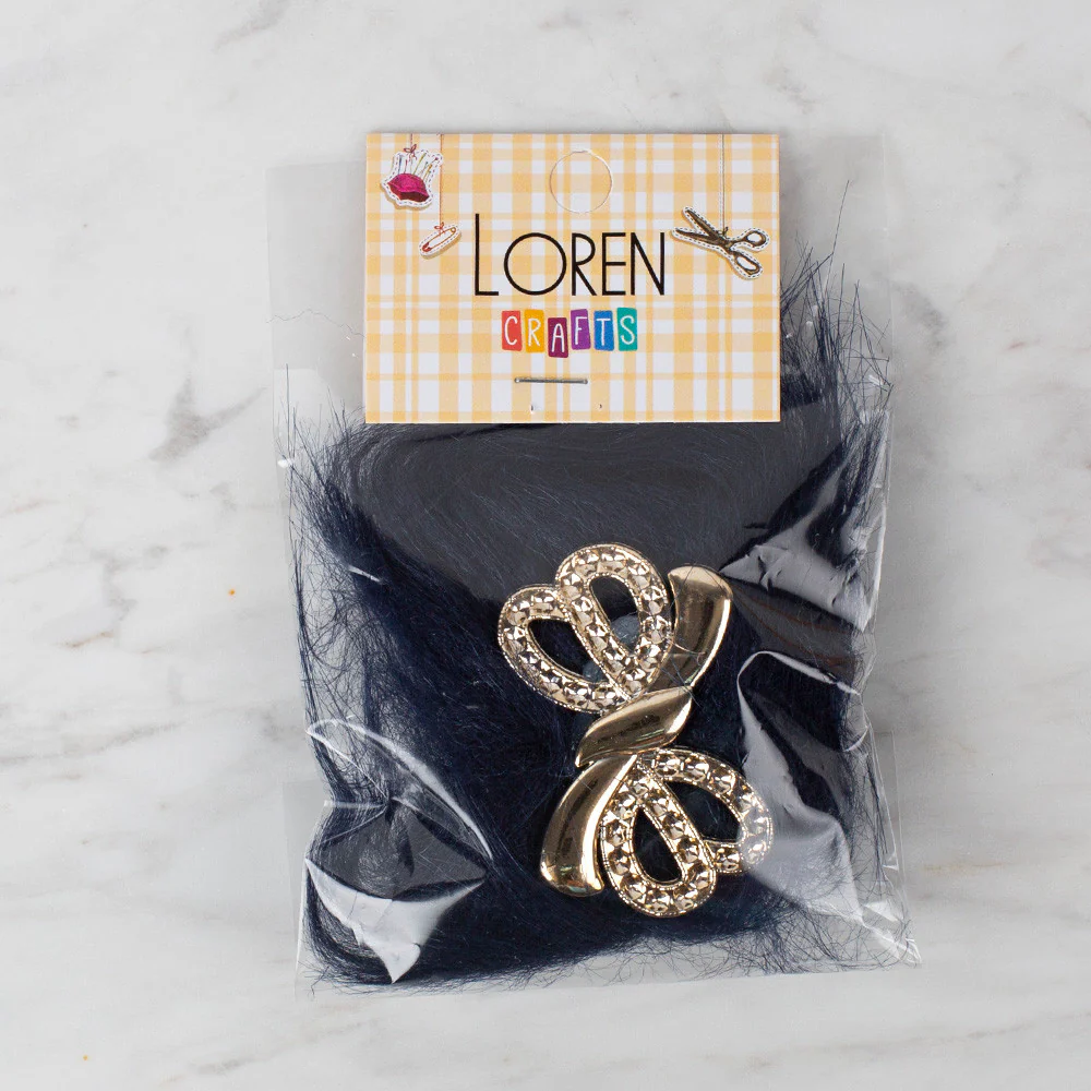 Loren 2 Pcs Faux Fur Fluffy Shoe Clip, Navy Blue - Image 2