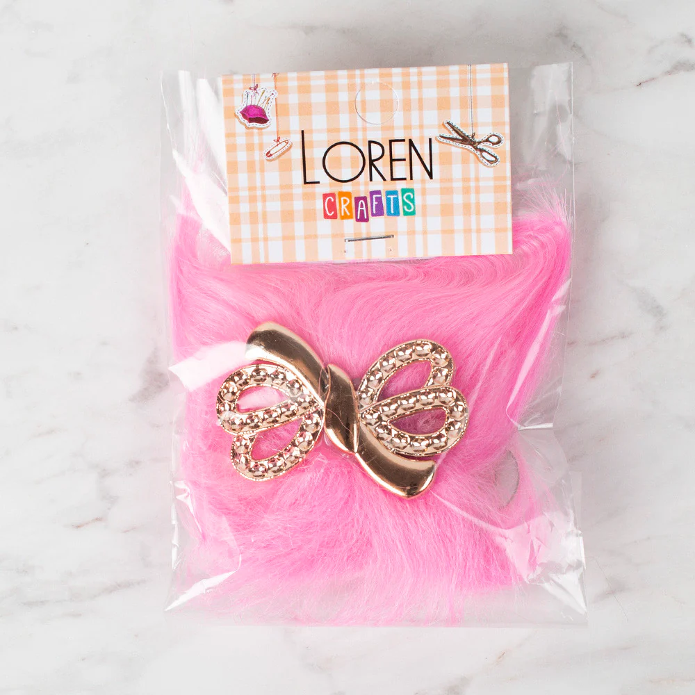 Loren 2 Pcs Faux Fur Fluffy Shoe Clip, Neon Pink - Image 2