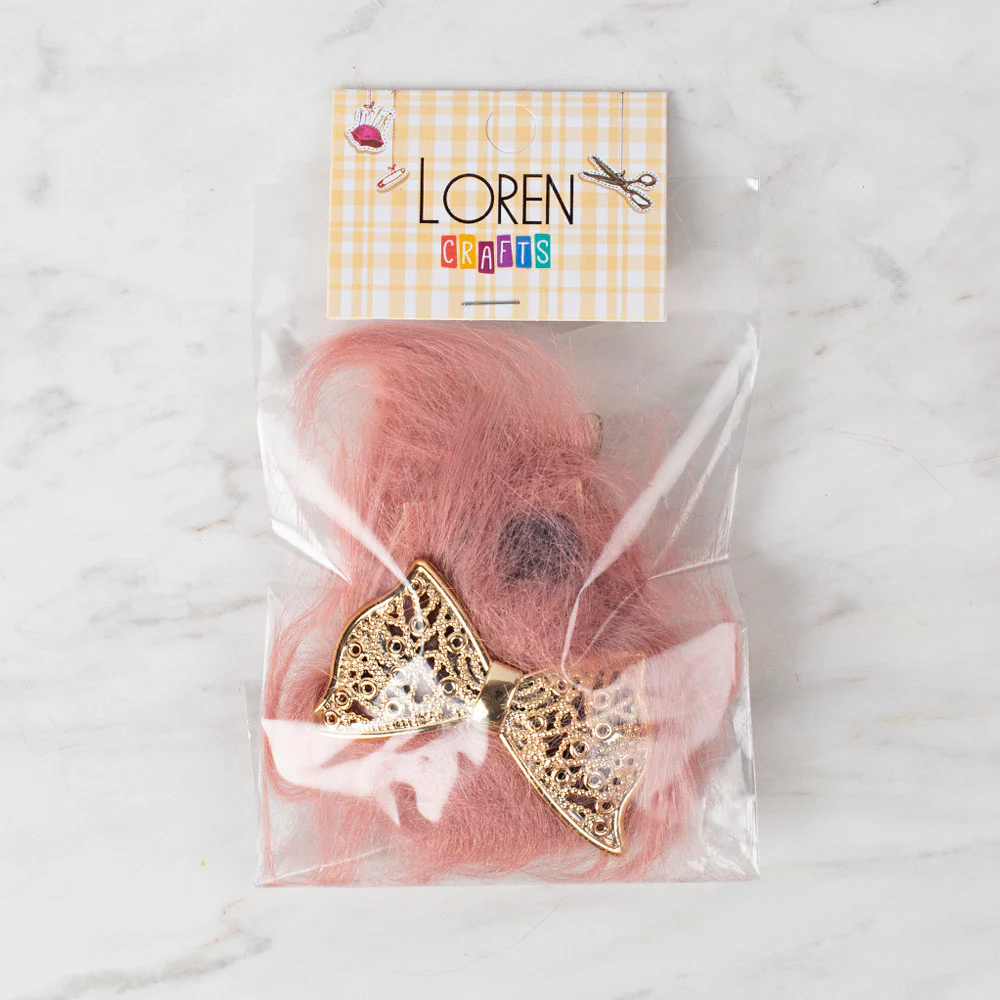 Loren 2 Pcs Faux Fur Fluffy Shoe Clip, Pink - Image 2