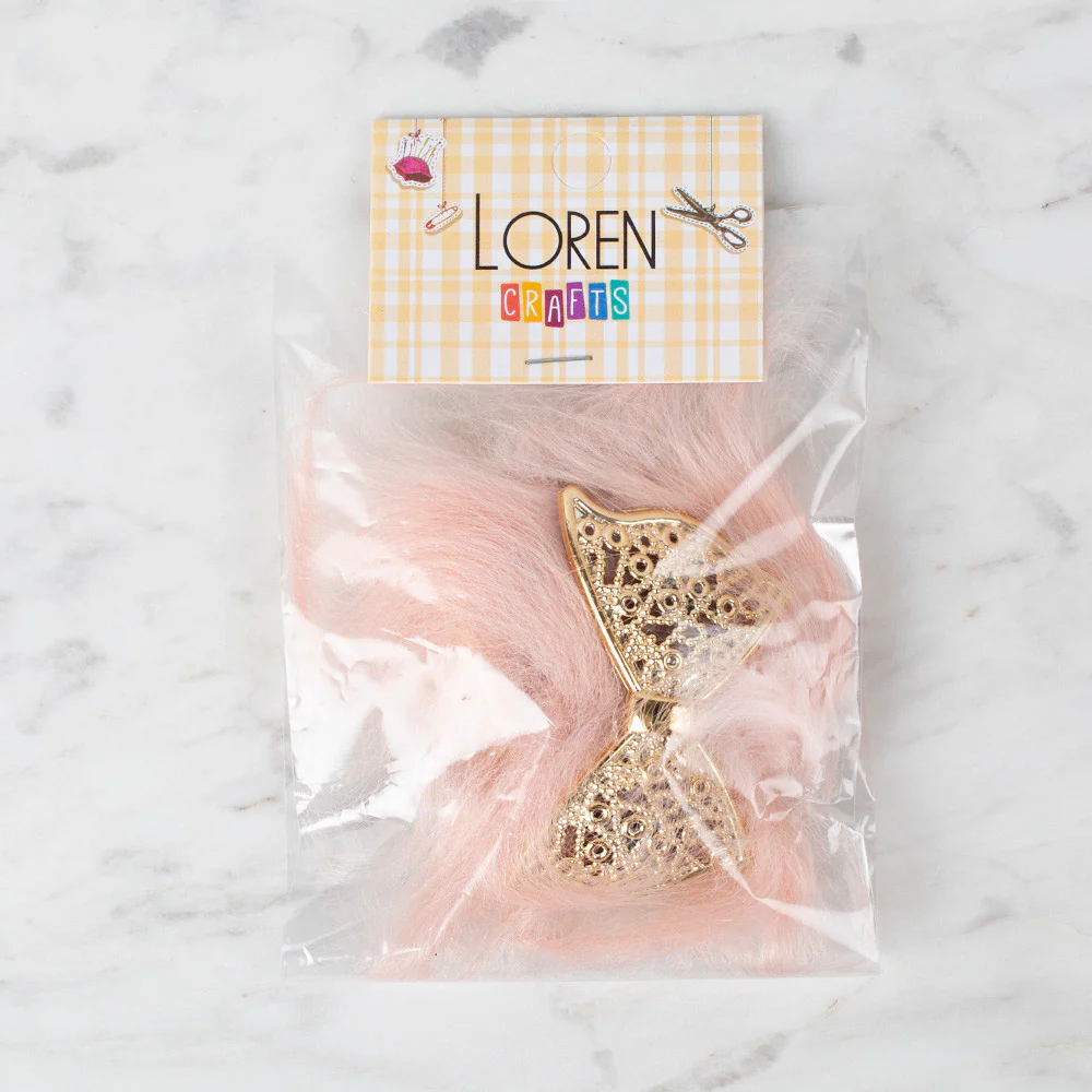 Loren 2 Pcs Faux Fur Fluffy Shoe Clip, Pink - Image 2