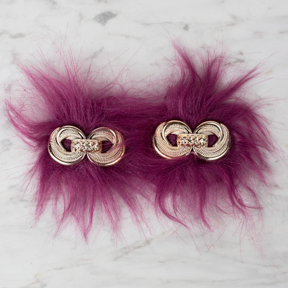 Loren 2 Pcs Faux Fur Fluffy Shoe Clip, Plum
