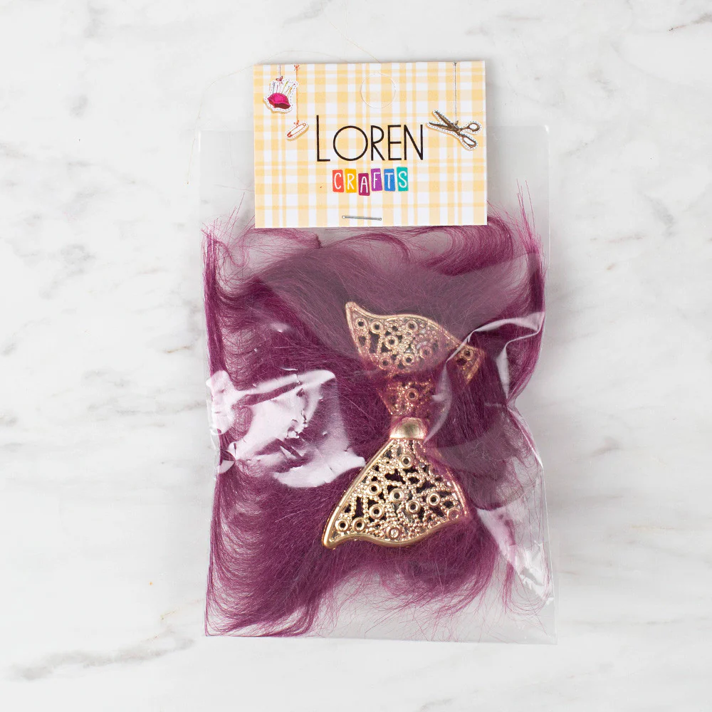 Loren 2 Pcs Faux Fur Fluffy Shoe Clip, Purple and Brown - Image 2