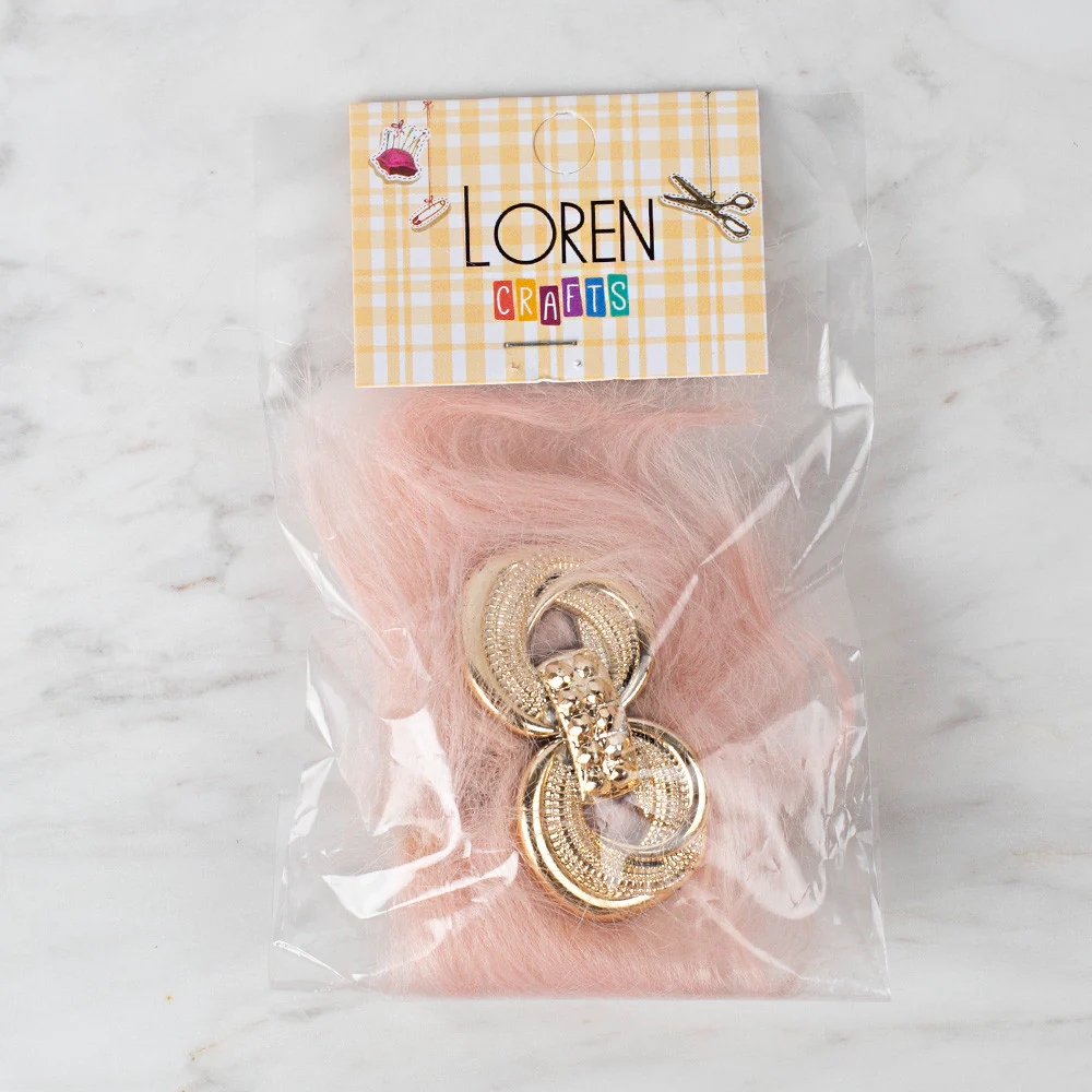 Loren 2 Pcs Faux Fur Fluffy Shoe Clip, Salmon - Image 2