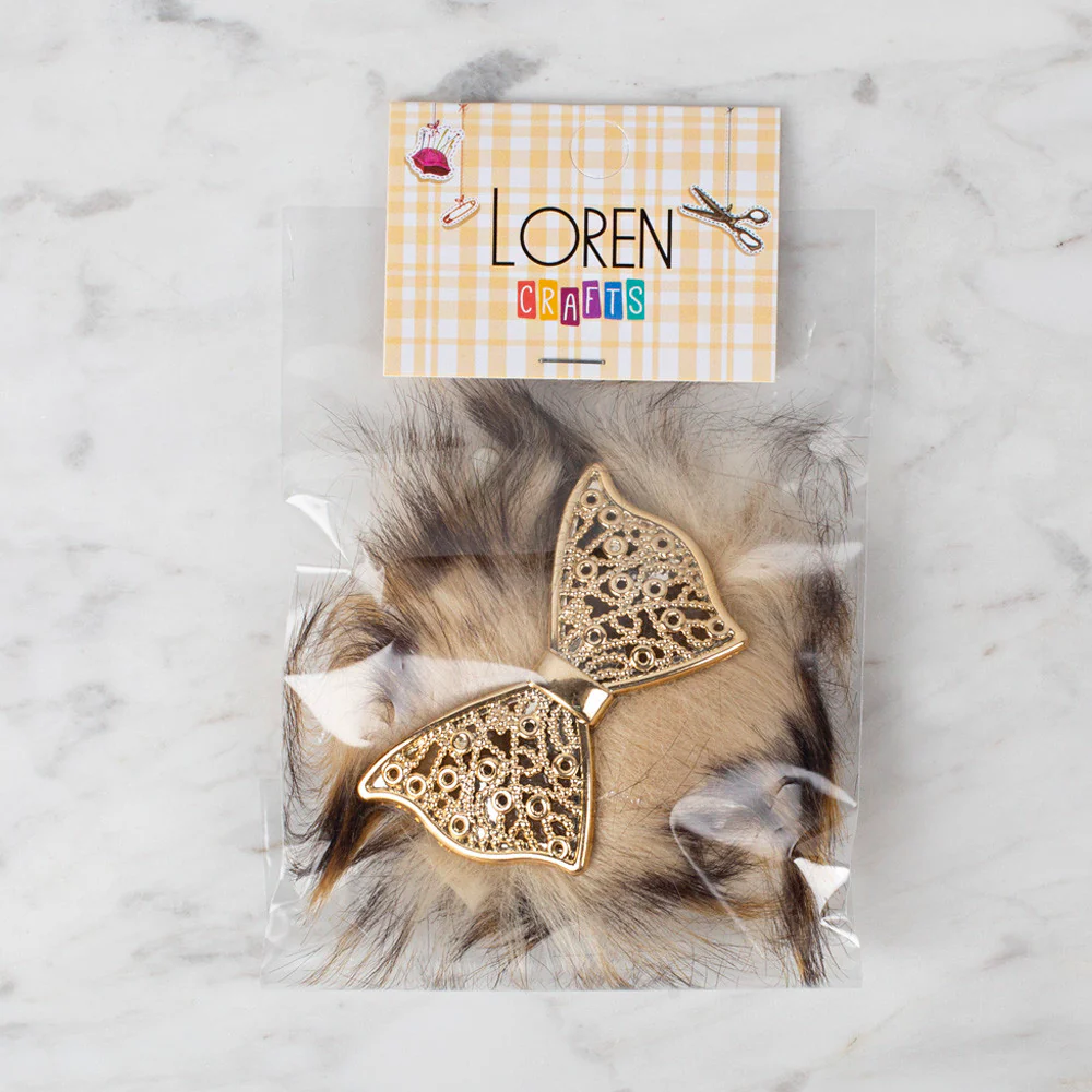 Loren 2 Pcs Faux Fur Fluffy Shoe Clip, Speckled Cream - Image 2
