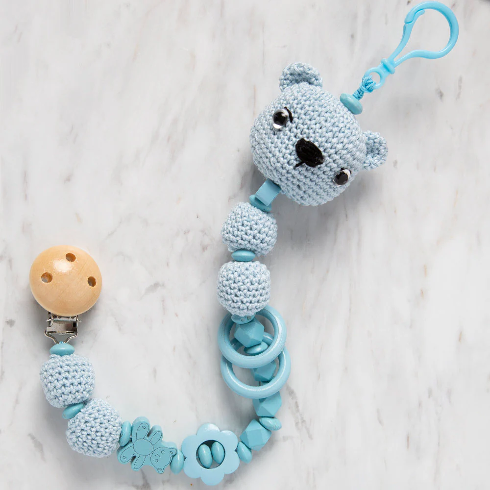 Loren 2 Pcs Plastic Pacifier Clip, Blue - Image 2