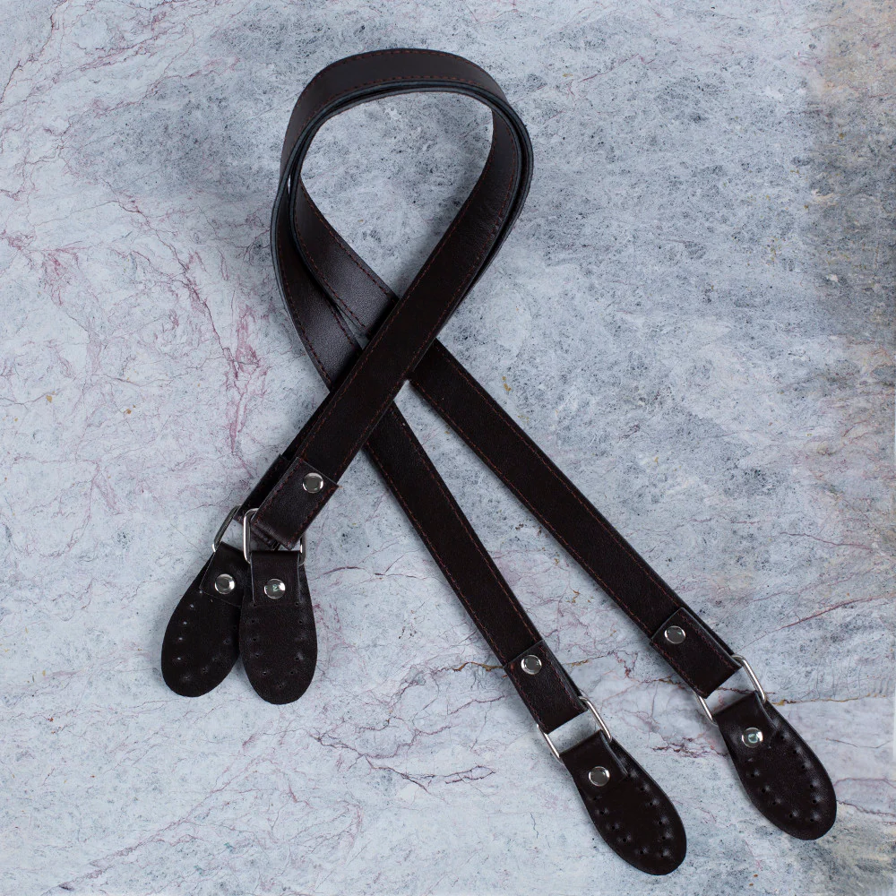 Loren 2 Pieces Leather Bag Handle, Dark Brown