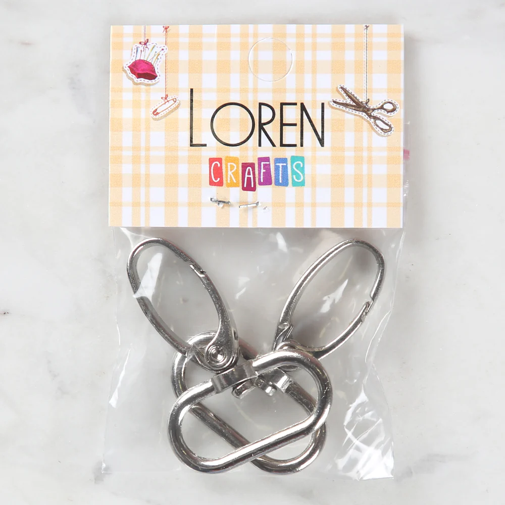 Loren 3 cm Silver Macrame Keyring with Clasp (2 pcs)
