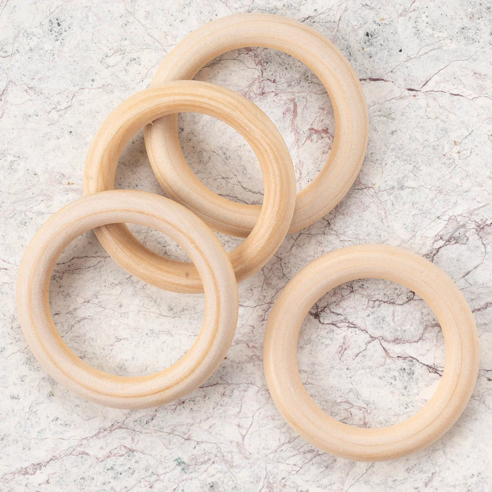 Loren 4 Pcs 7 cm Wooden Teether Ring, Large - Image 2