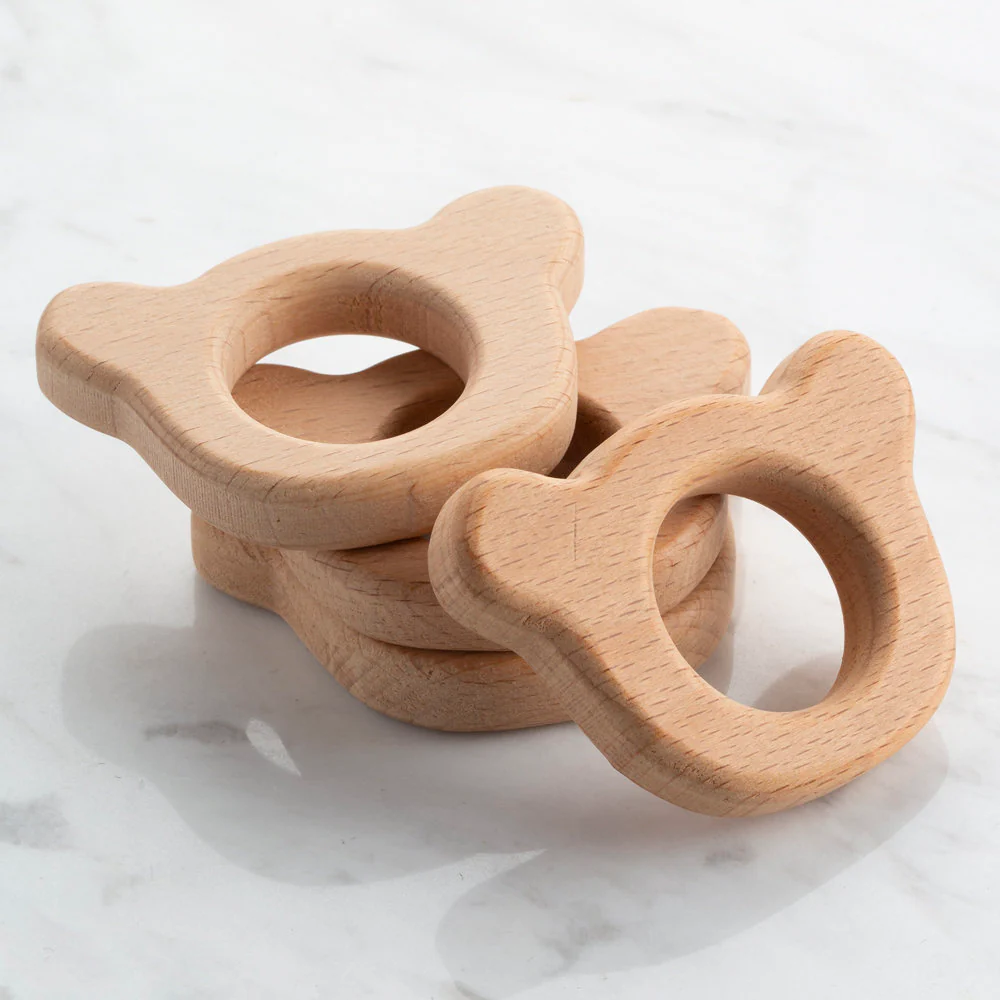 Loren 4 Pcs Wooden Teether Ring, Teddy Bear - Image 2