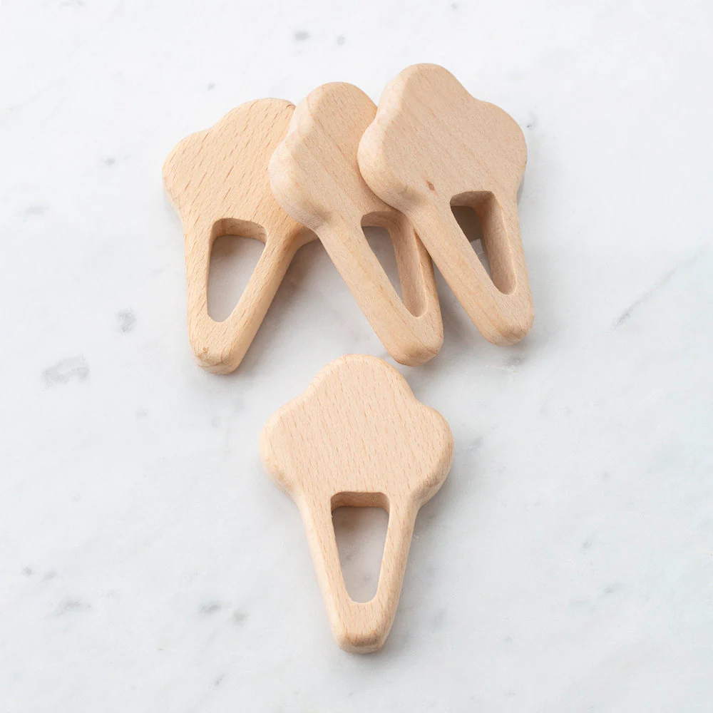 Loren 4 Pcs  Wooden Teether Ring, Ice Cream Shape
