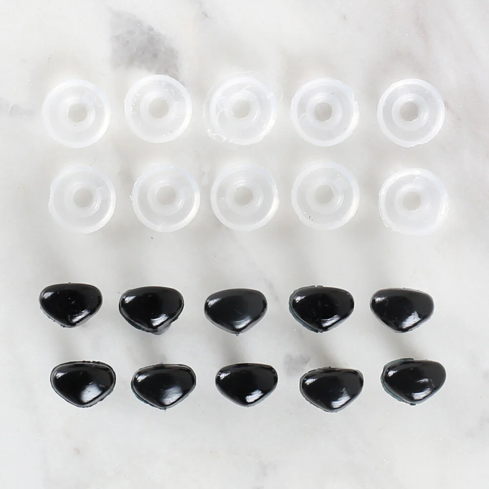 Loren 10-Pack 7mm Plastic Safety Amigurumi Nose, Black