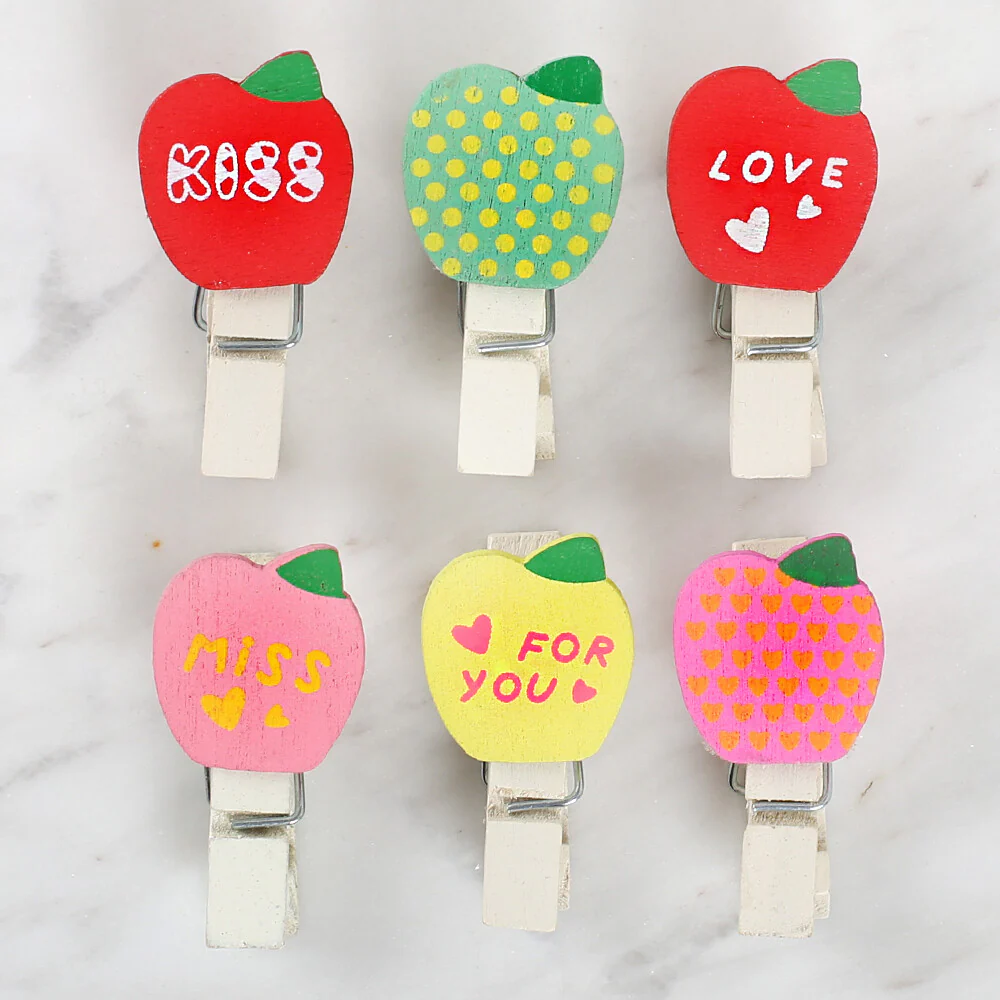 Loren 6 Pcs Apple Patterned Decorative Peg - Image 2