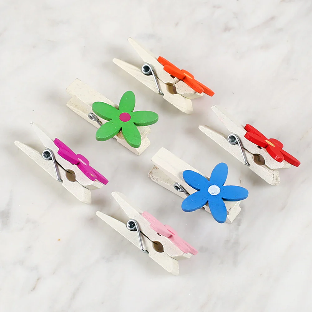Loren 6 Pcs Flower Patterned Decorative Peg - Image 3