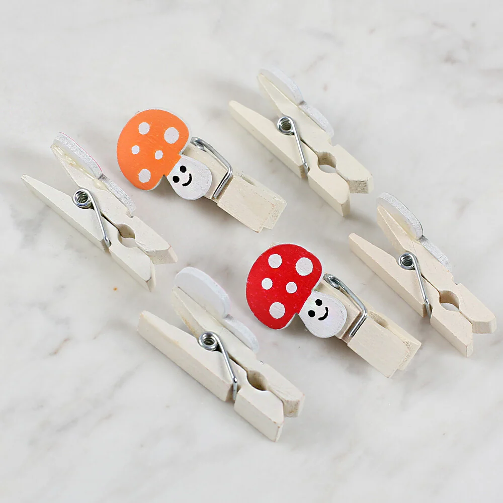 Loren 6 Pcs Mushroom Patterned Decorative Peg - Image 3