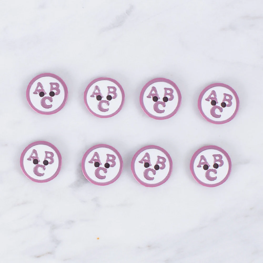 Loren Crafts 8 Pack ABC Patterned Button, Cherry Red - 0558