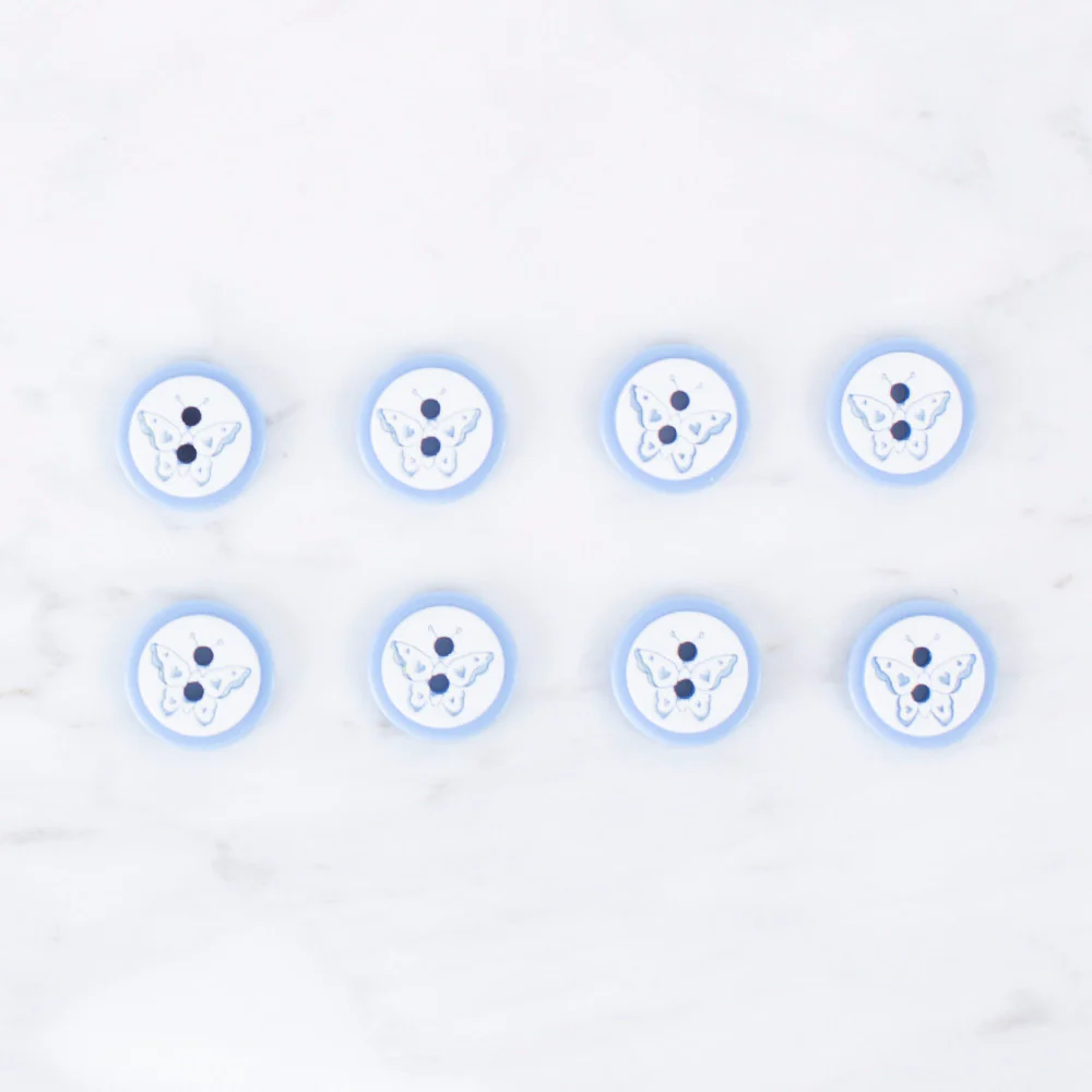 Loren Crafts 8 Pack Butterfly Button, Blue - 0513