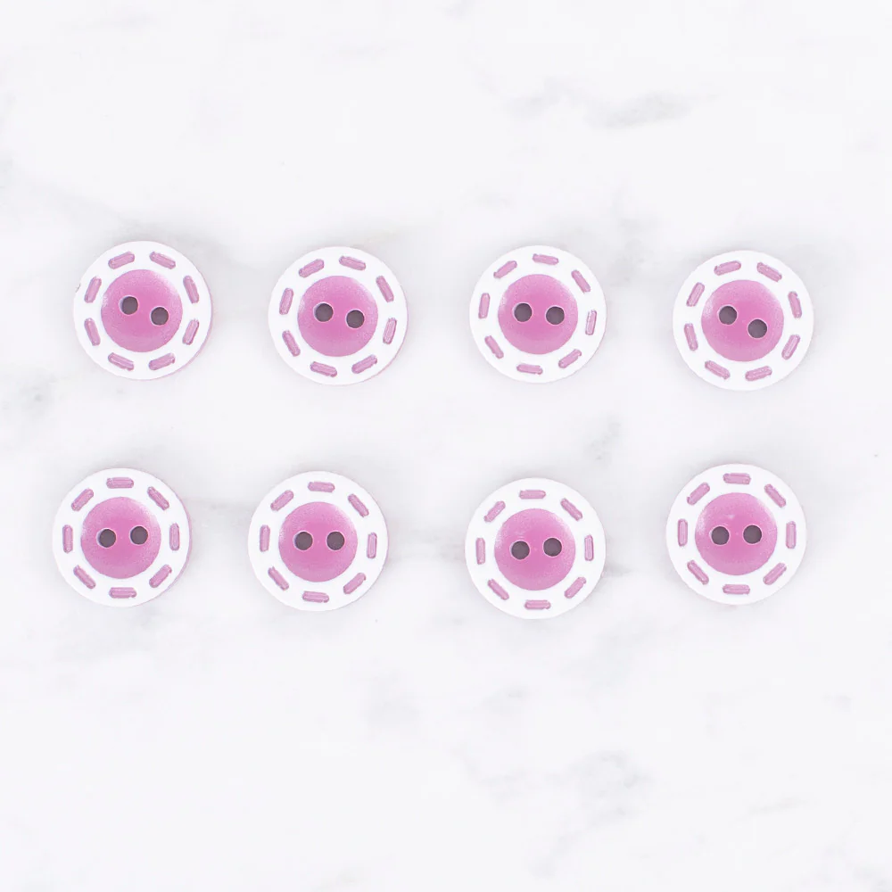Loren Crafts 8 Pack Button, Dark Pink - 0530