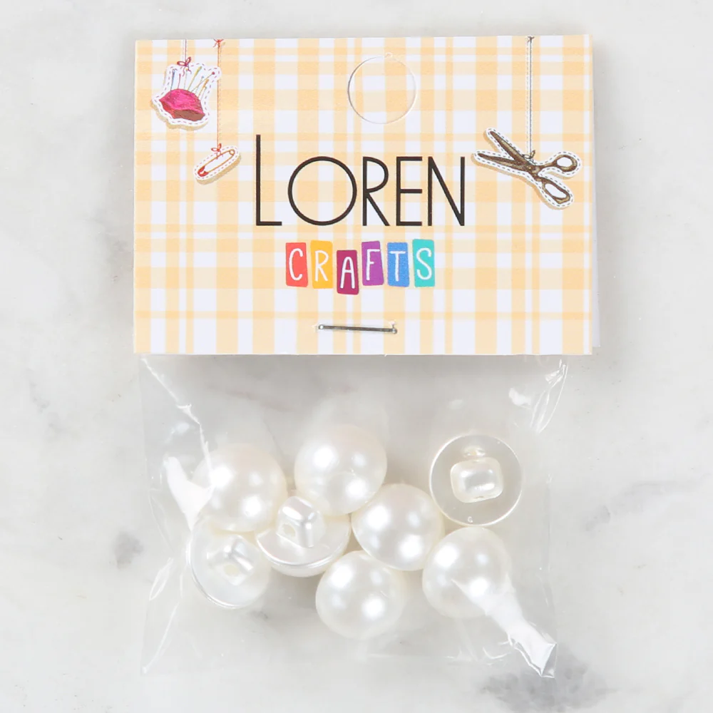 Loren Crafts 8 Pack Button, Ecru - 155