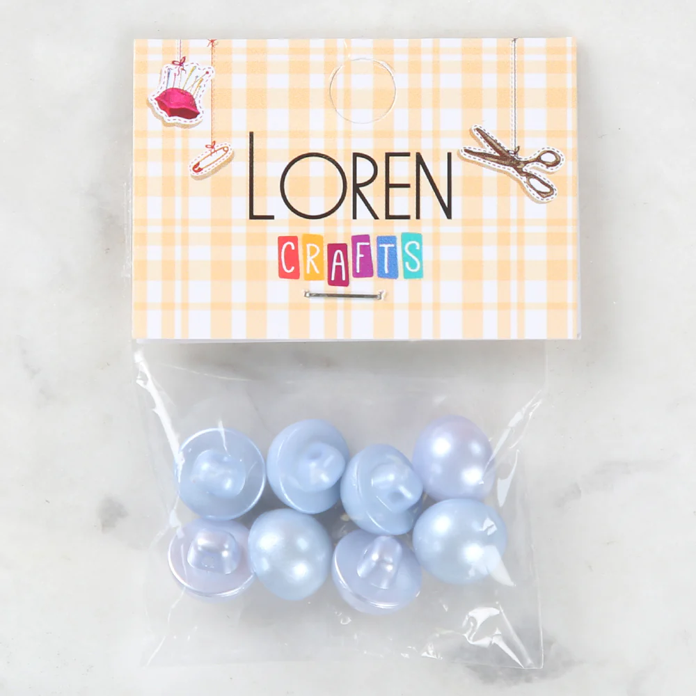 Loren Crafts 8 Pack Button, Blue - 156