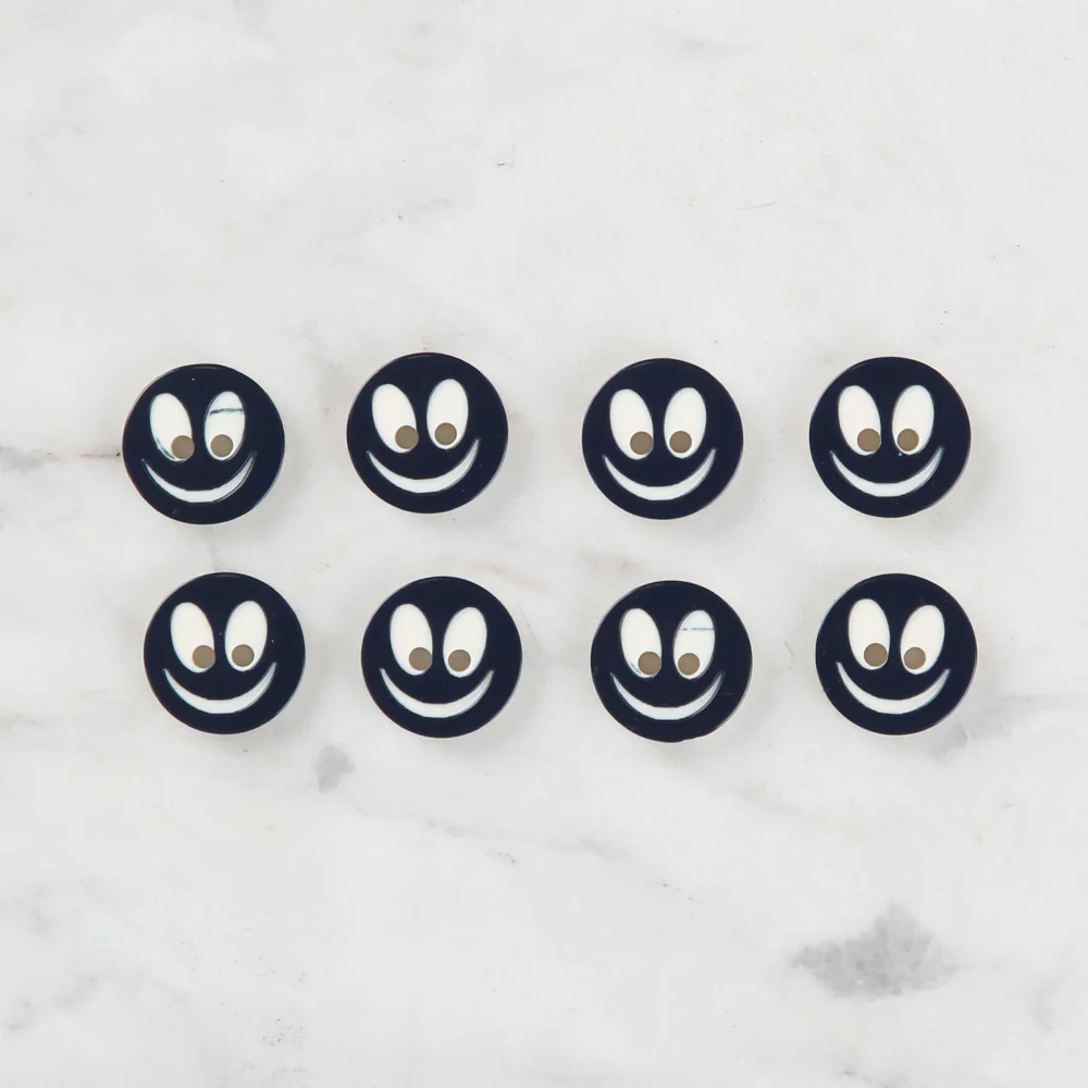 Loren Crafts 8 Pack Smiley Face Button, Navy Blue- 0611 - Image 2