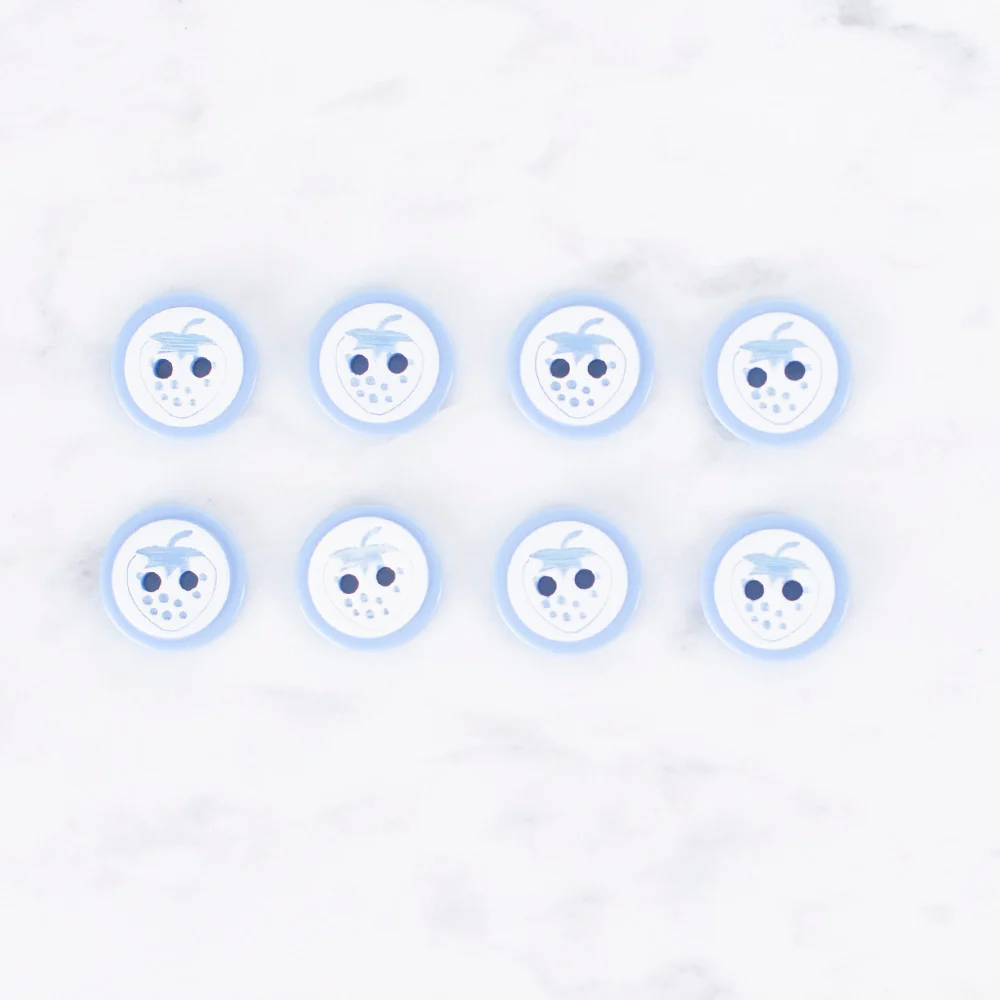 Loren Crafts 8 Pack Strawberry Button, Blue - 0487