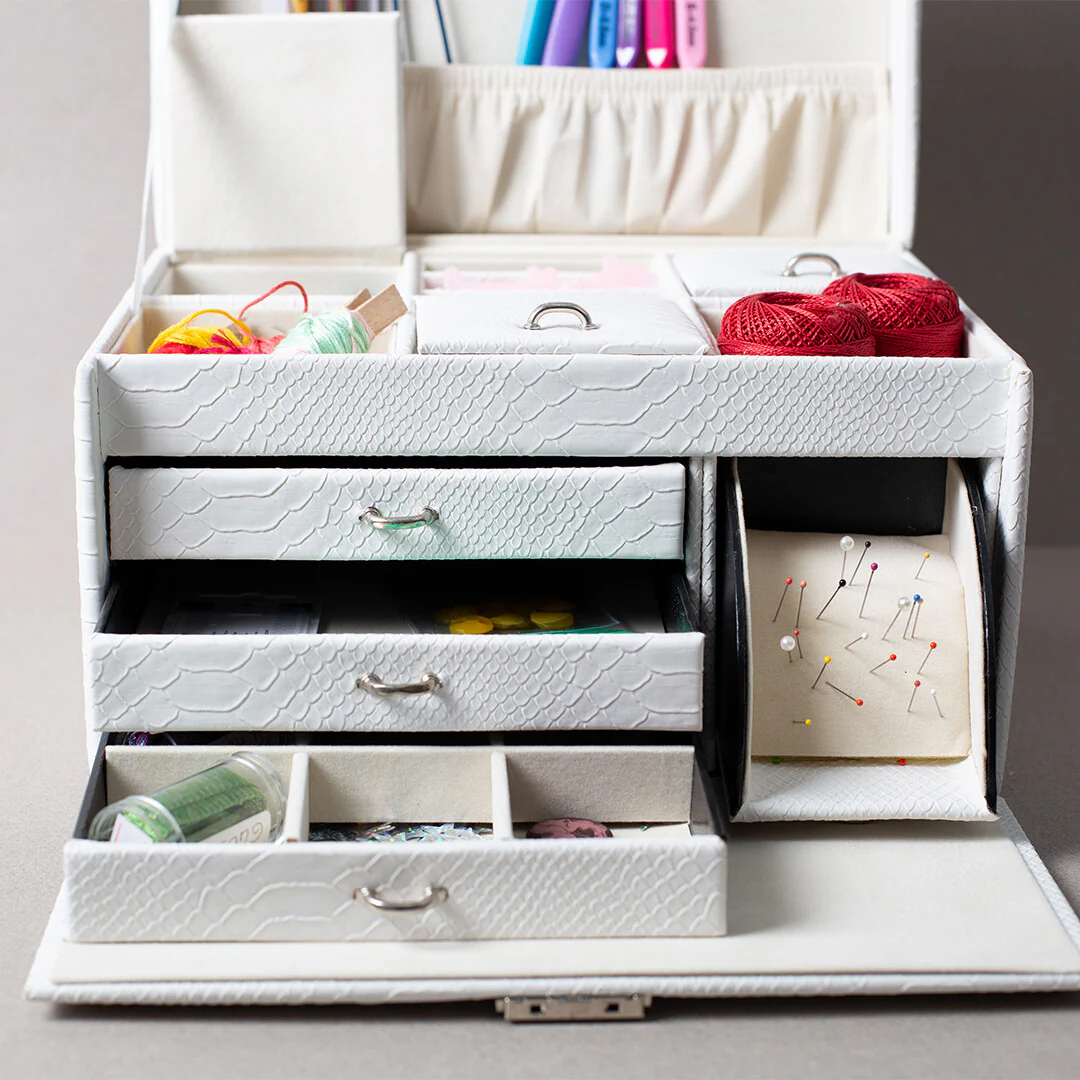 Loren All-Use Leather Box with Drawers, White - WB.622 - Image 4