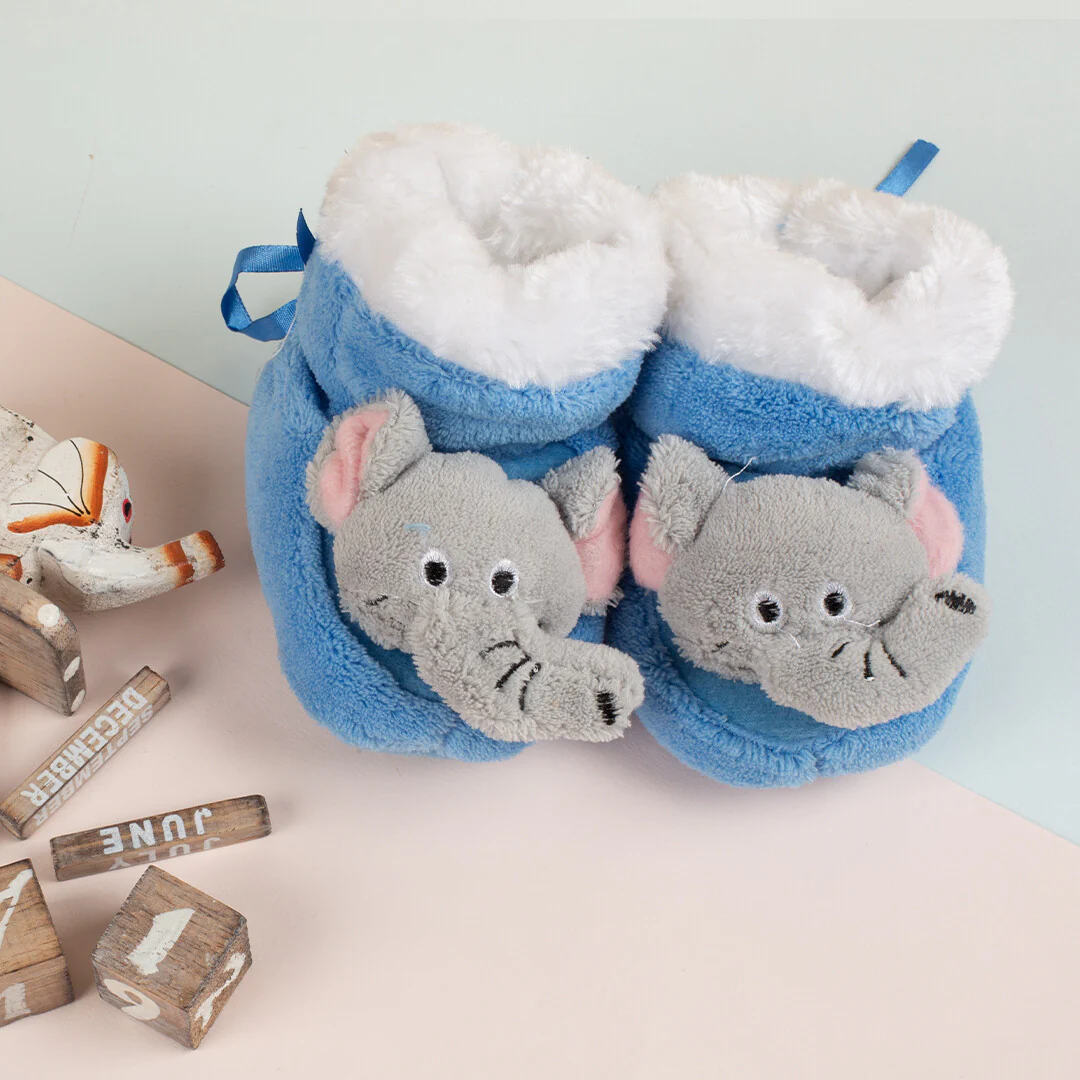 Loren Baby Booties, Blue Elephant - Large - Image 4
