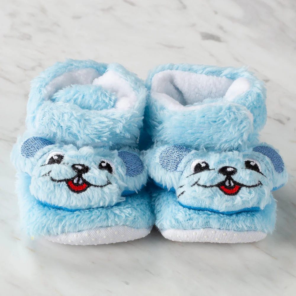 Loren Baby Booties, Blue Squirrel - Image 2