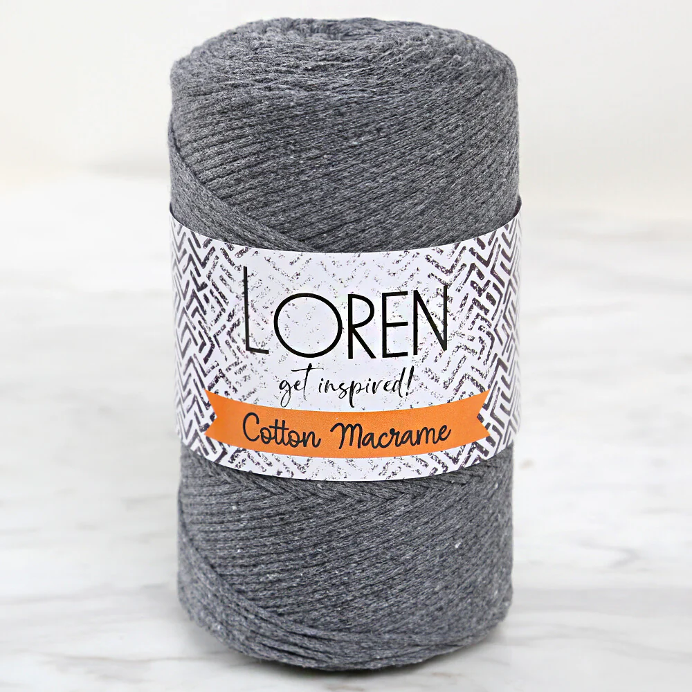 Loren Cotton Macrame Yarn, Grey - L081