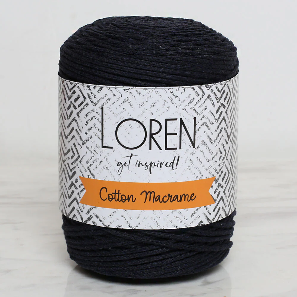 Loren Cotton Macrame Yarn, Navy Blue - R005