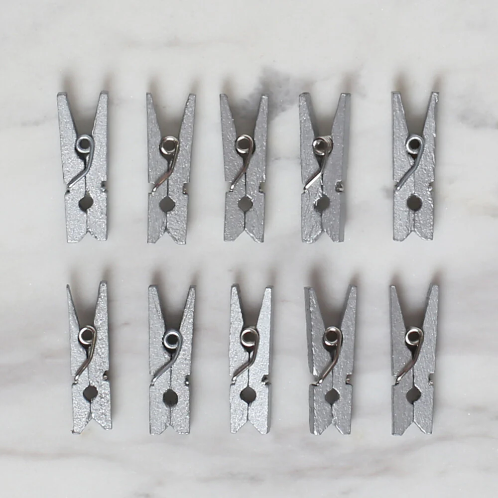 Loren Crafts 10 Pcs Mini Pegs, Silver - Image 2