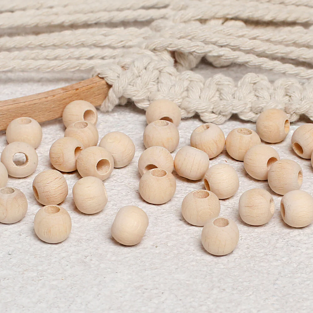 Loren Crafts 100 pcs 10mm Raw Wooden Bead, Round - Image 2