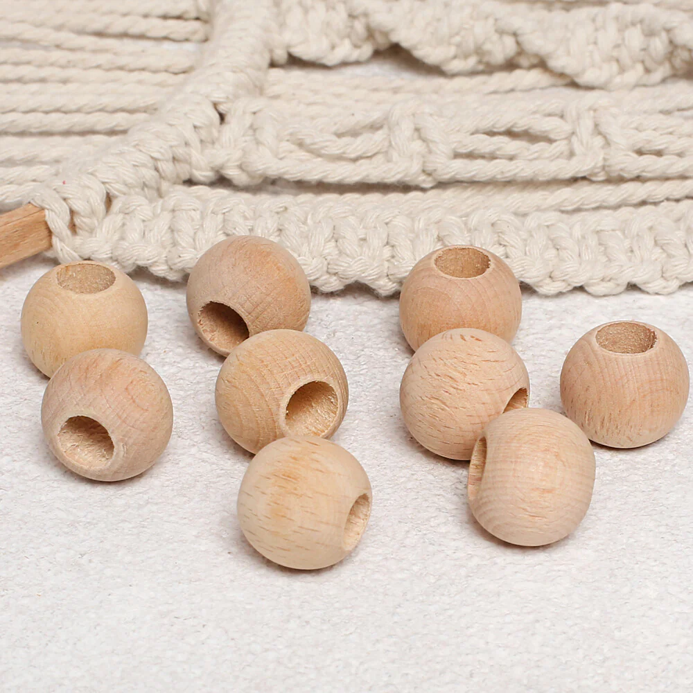 Loren Crafts 15 pcs 22mm Raw Wooden Bead, Round - Image 2