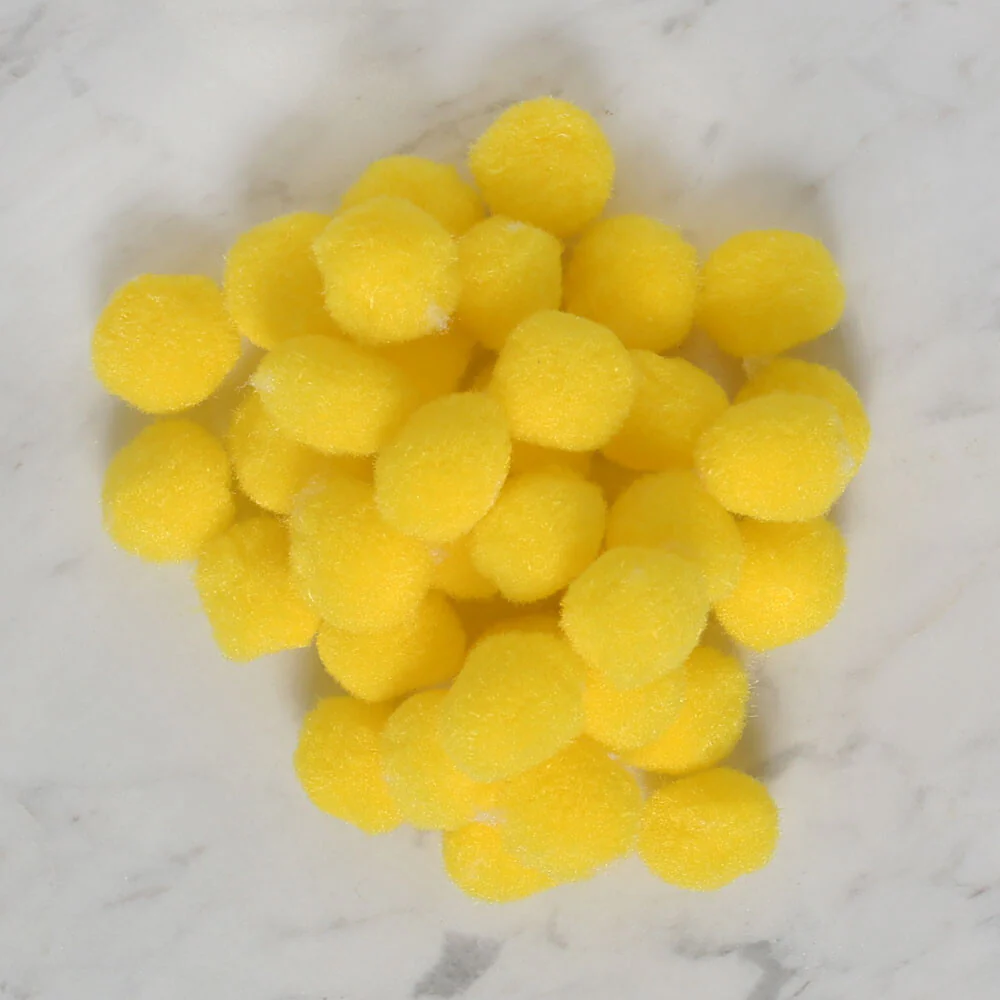 Loren Crafts 2 cm 100 pcs Pom-Pom, Yellow - Image 2