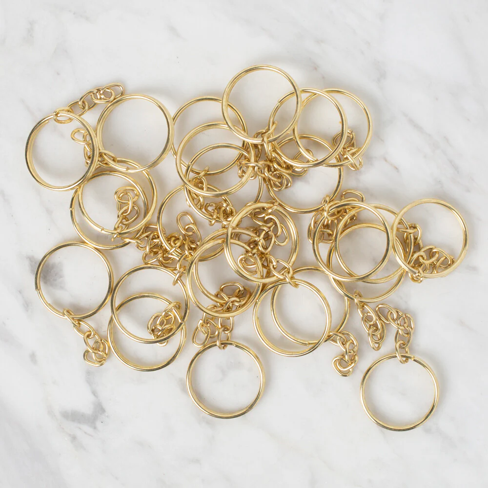 Loren Crafts 2 cm Key Ring with Chain in 50, Gold - 731 - Image 2