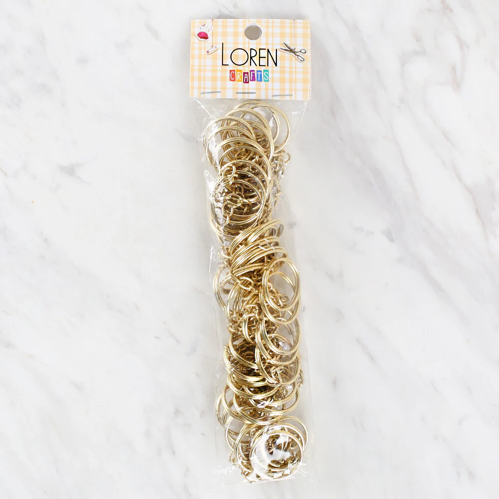 Loren Crafts 2 cm Key Ring with Chain in 50, Gold - 731 - Image 3