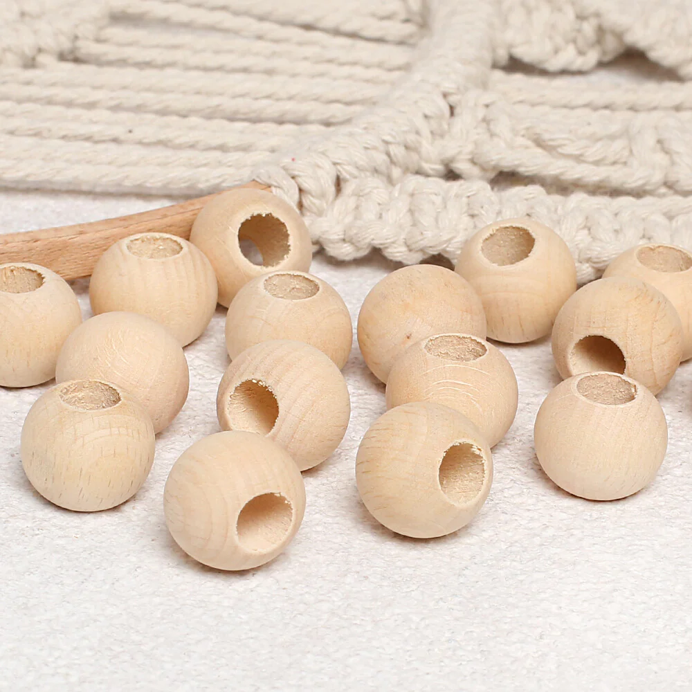 Loren Crafts 20 pcs 20mm Raw Wooden Bead, Round - Image 2