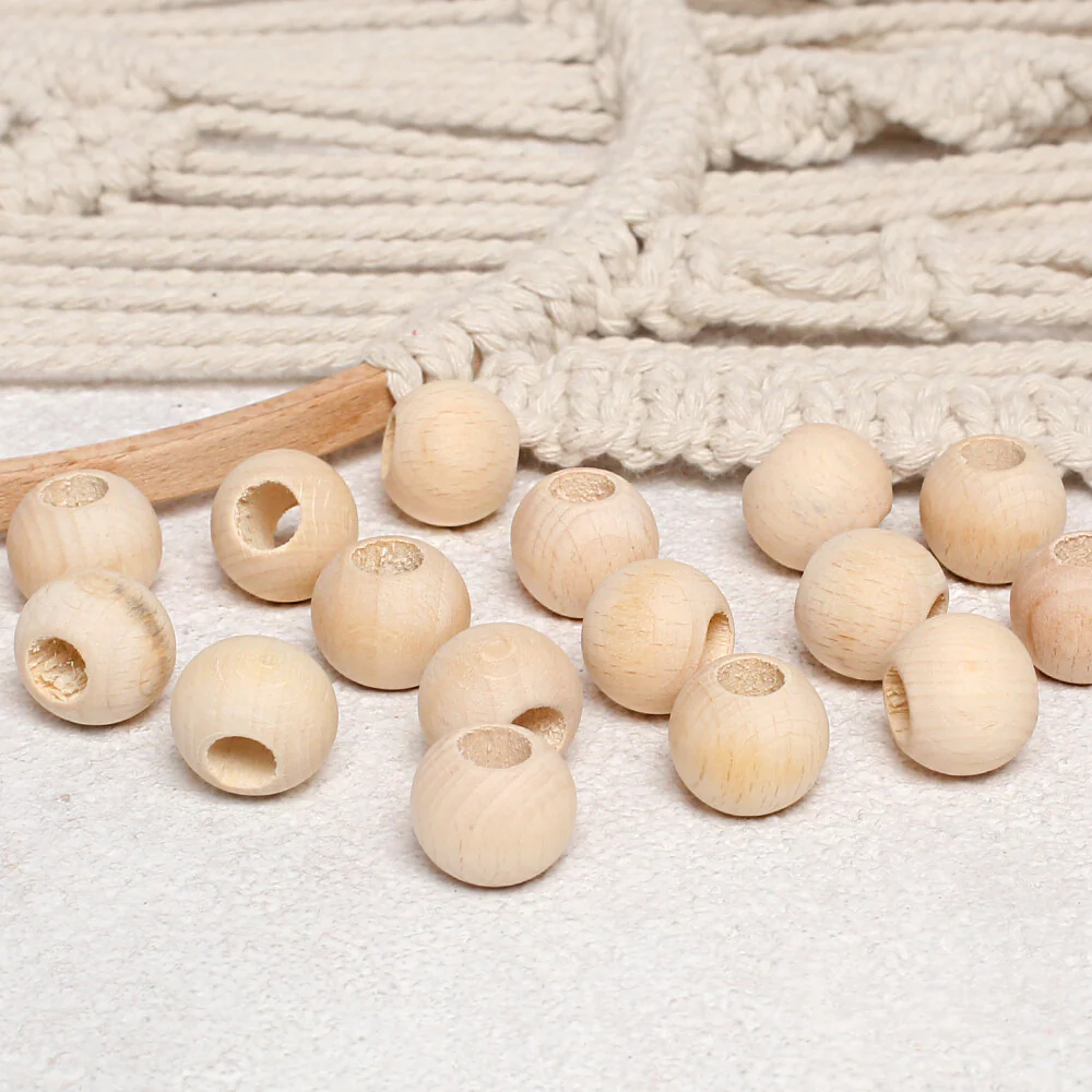 Loren Crafts 30 pcs 18mm Raw Wooden Bead, Round - Image 2