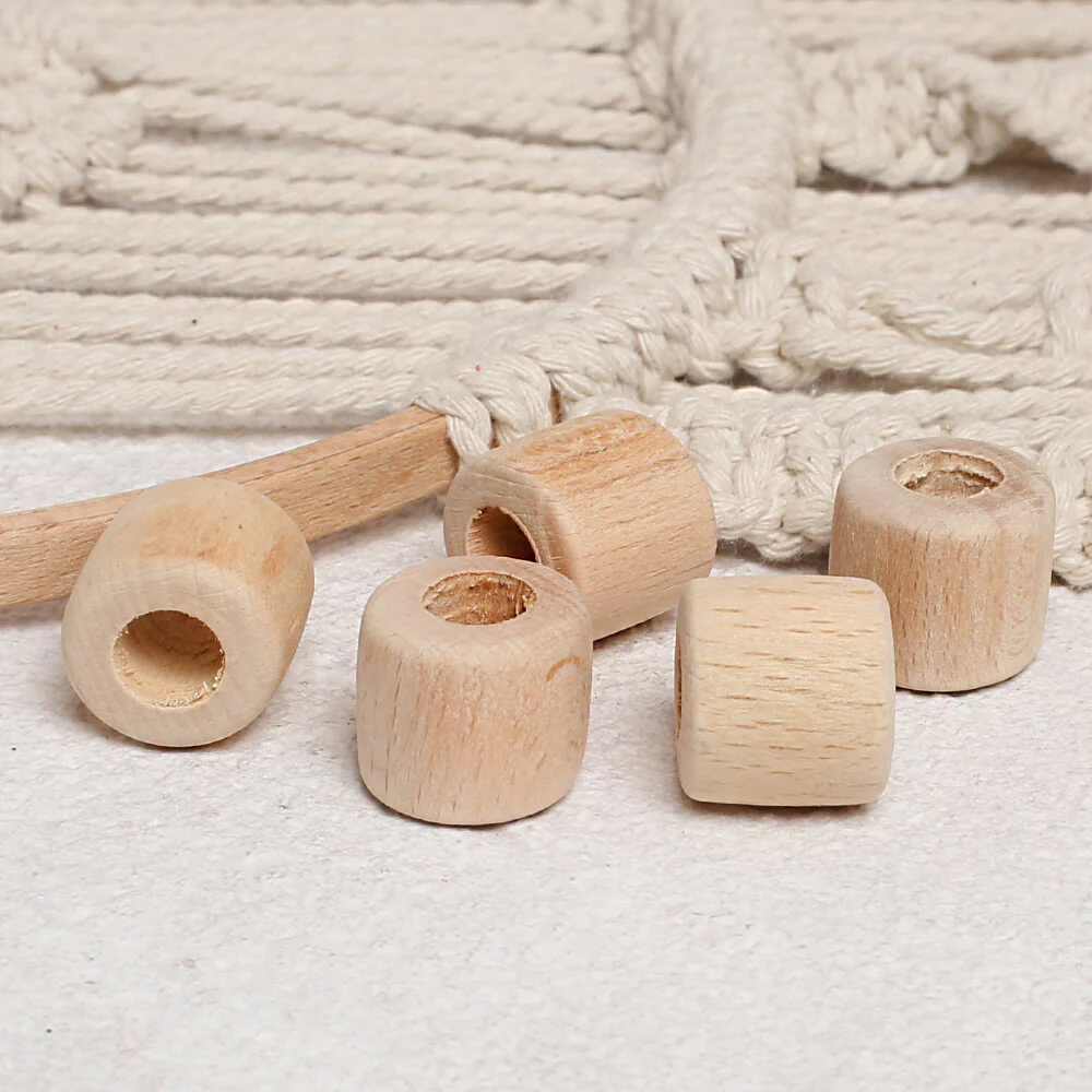Loren Crafts 5 pcs 20mm Raw Wooden Bead, Pipe - Image 2