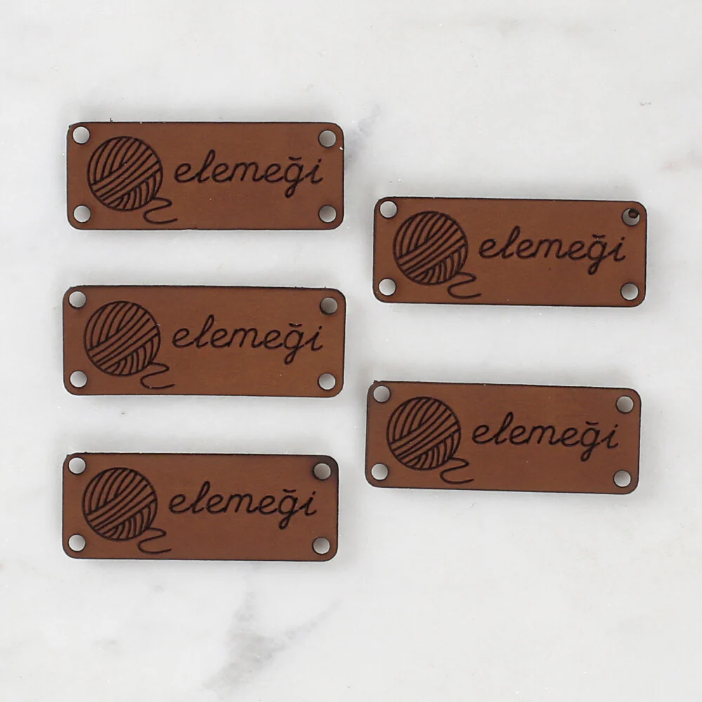 Loren Crafts 5 Pcs "ElemeÄŸi" Leather Badge - 1584