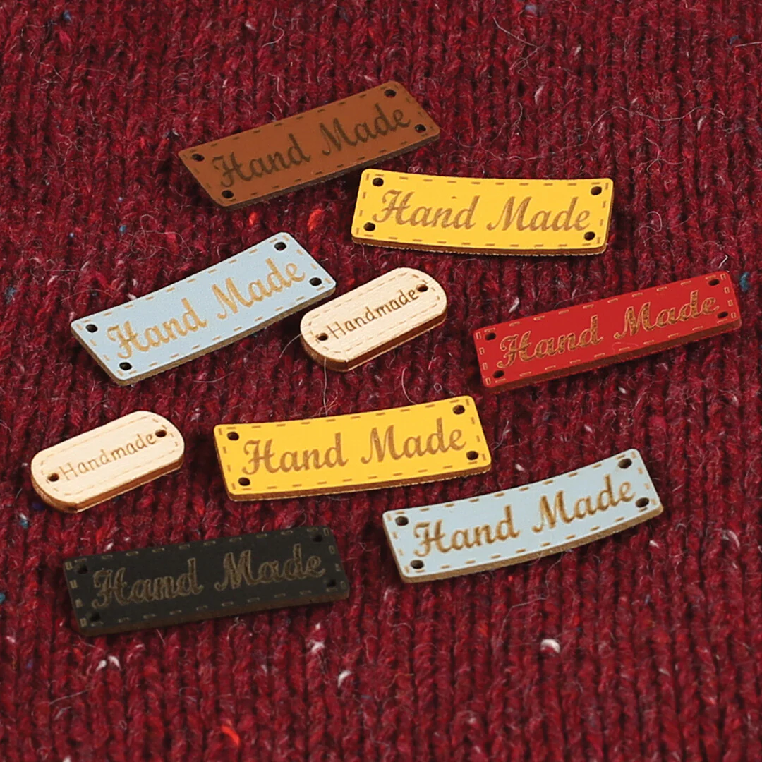 Loren Crafts 5 pcs Leather "Handmade" Tag, Dark Brown - Image 3