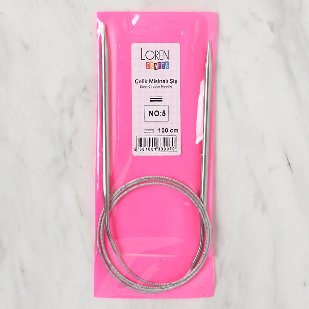 Loren Crafts 5mm 100 cm Steel Circular Knitting Needles - Image 2