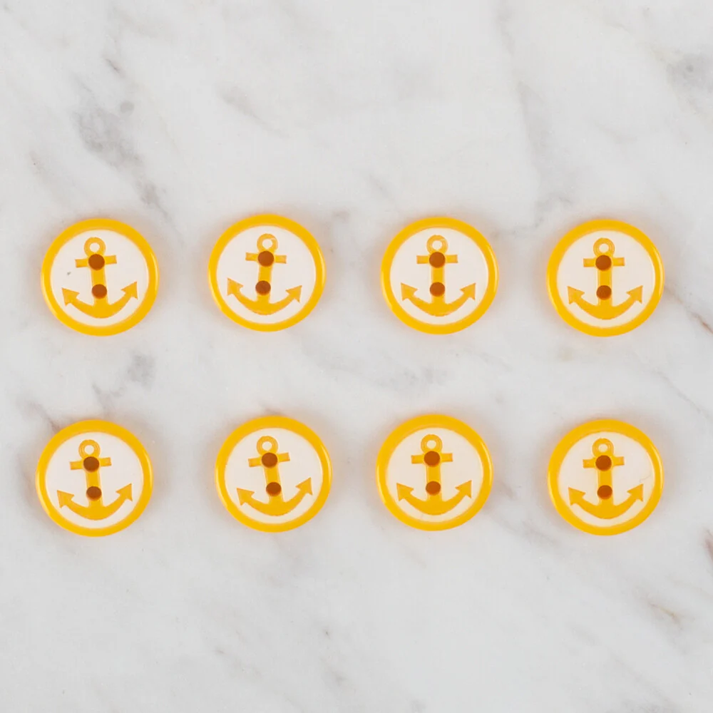 Loren Crafts 8 Pack Anchor Button, Yellow - 607 - Image 2