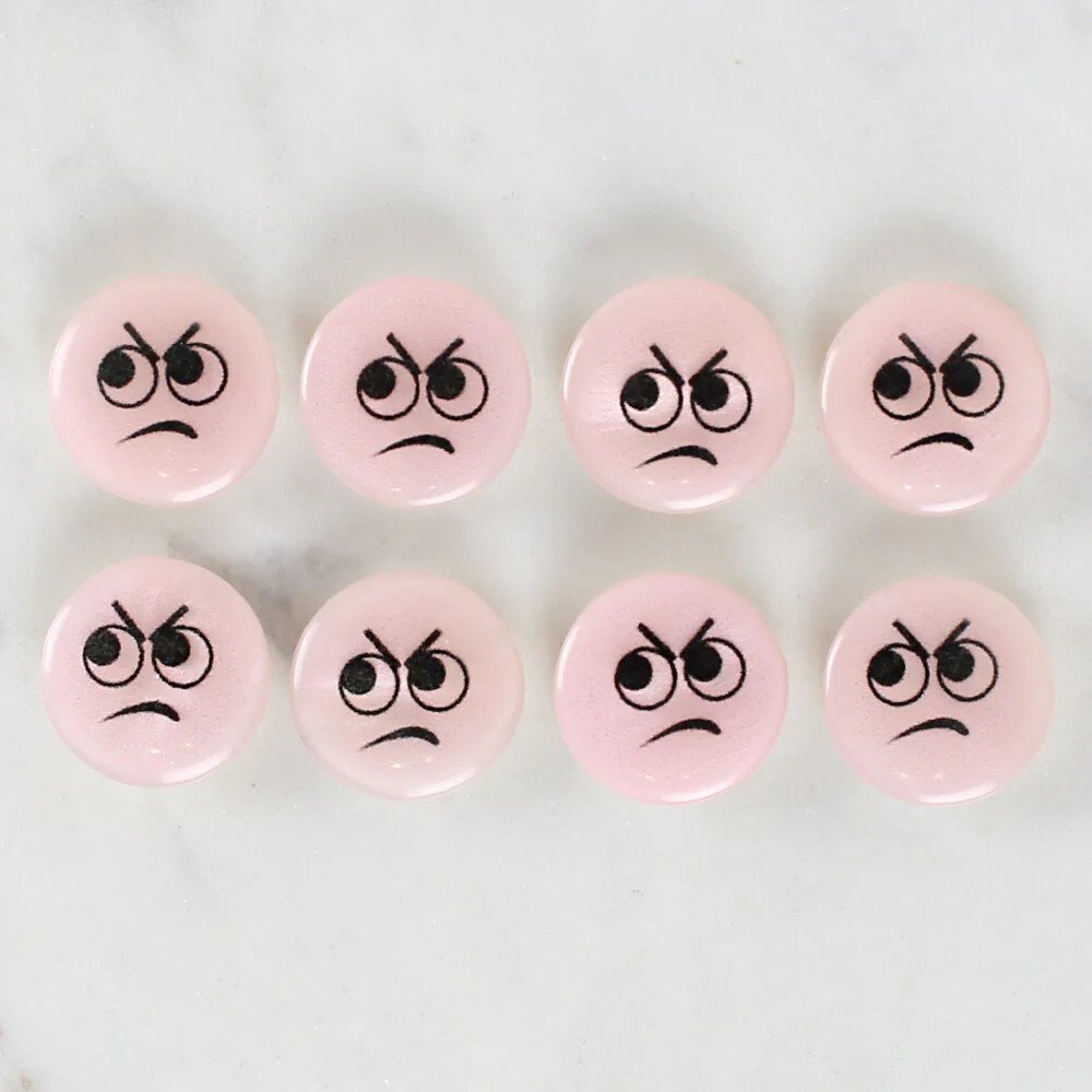 Loren Crafts 8 Pack Angry Face Patterned Button - 1021 - Image 2