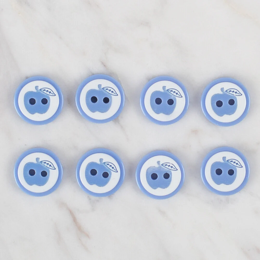 Loren Crafts 8 Pack Apple Button, Blue - 463 - Image 2